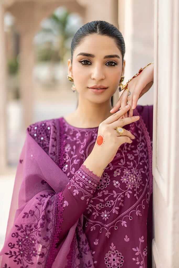 CS 84 Piece Unstitched Heavy Embroidered Lawn Suit ( Full Embroidered Organza Dupatta )