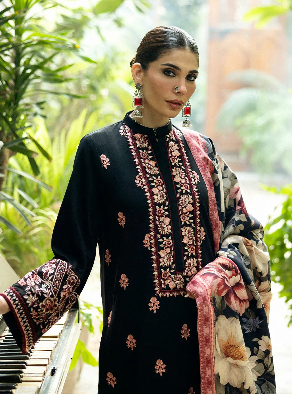 AJ 980-3 Piece - Unstitched Fully Embroidered Dhanak Fabric