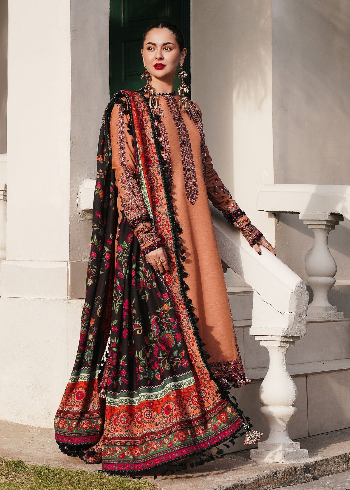 AL 975-3 Piece - Unstitched Fully Embroidered Dhanak Fabric