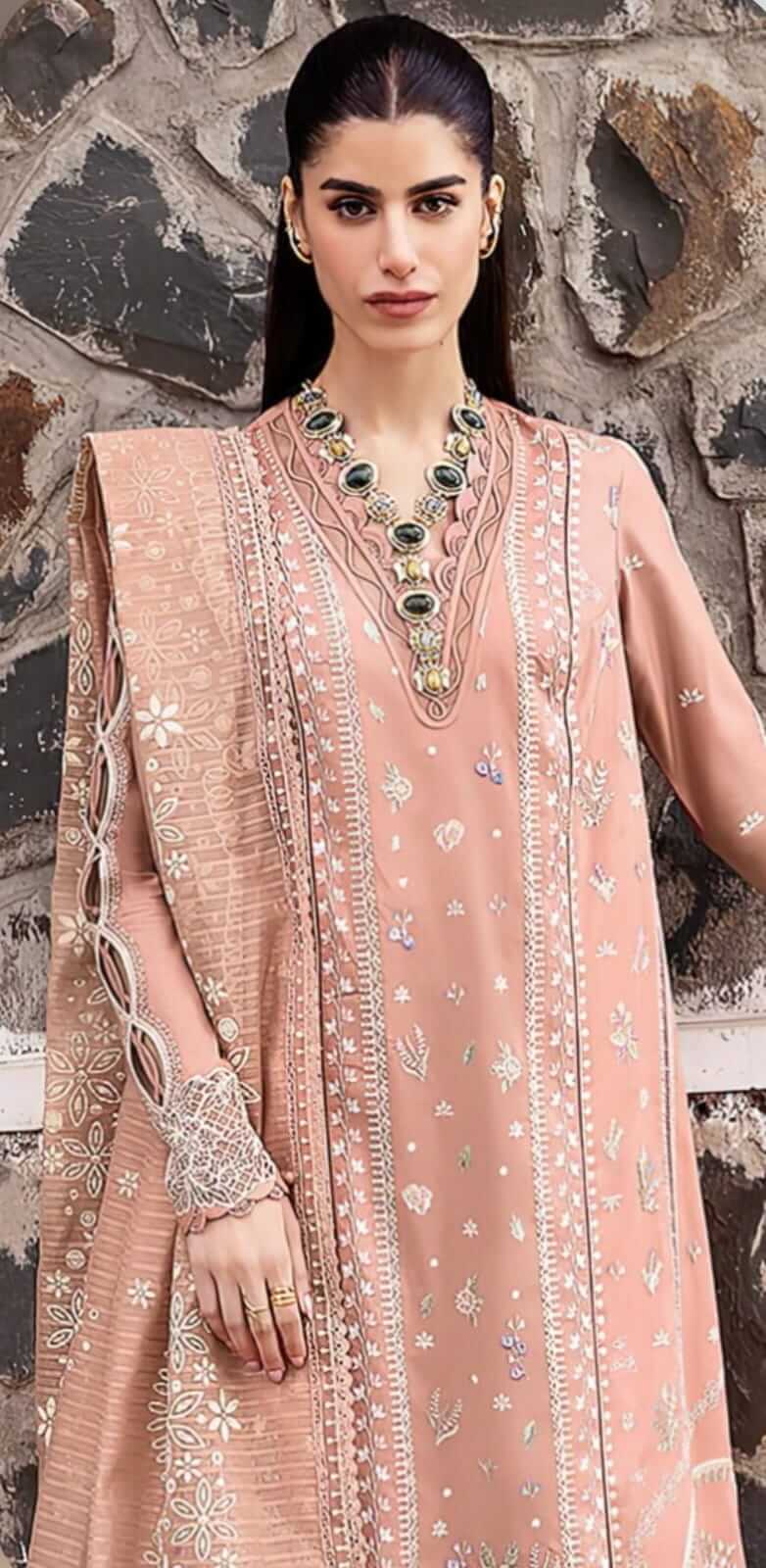 QL-2785-3 Piece - Unstitched Fully Embroidered Lawn Fabric