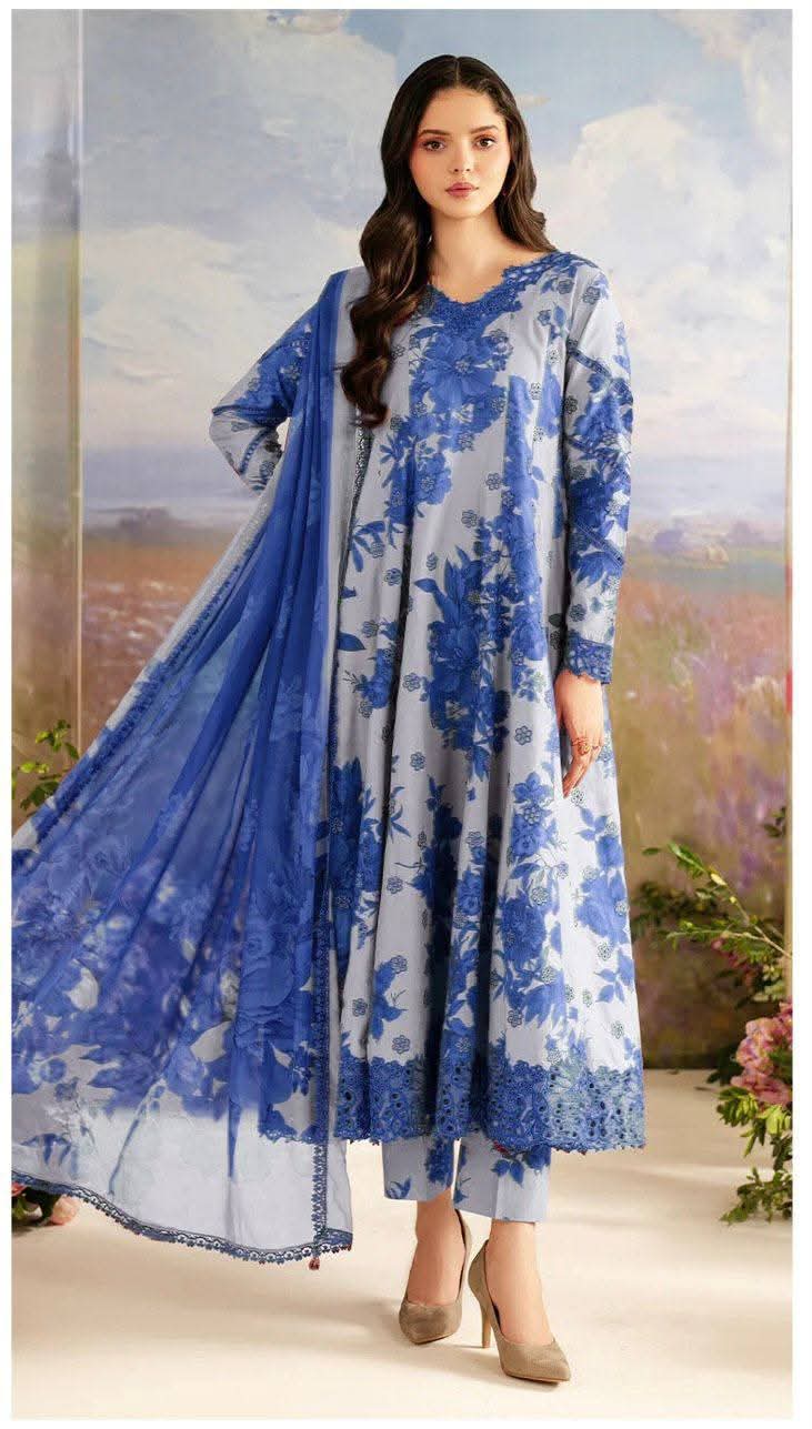 3 Piece - Unstitched Digital Printed Khaddar Fabric With Laces IZ-71