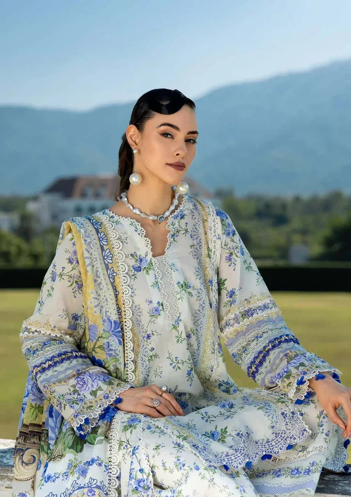 MB 485-3 Piece - Unstitched Printed Lawn Fabric