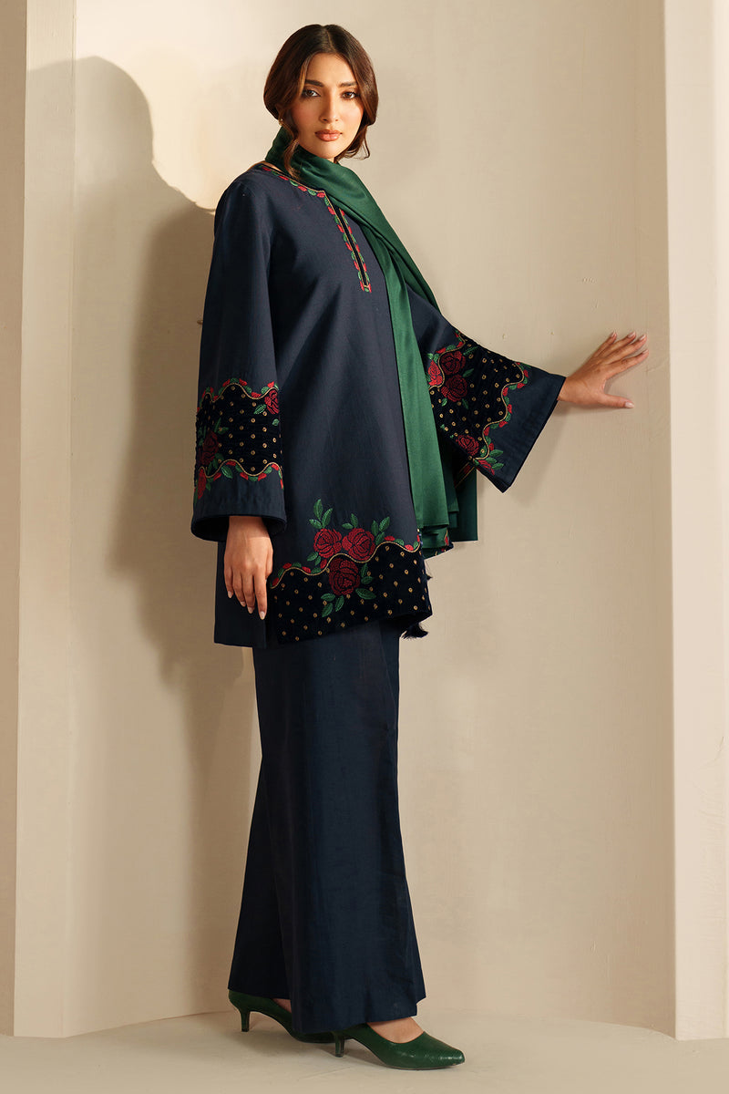 3 Piece - Unstitched Fully Embroidered Dhanak Fabric SP-155