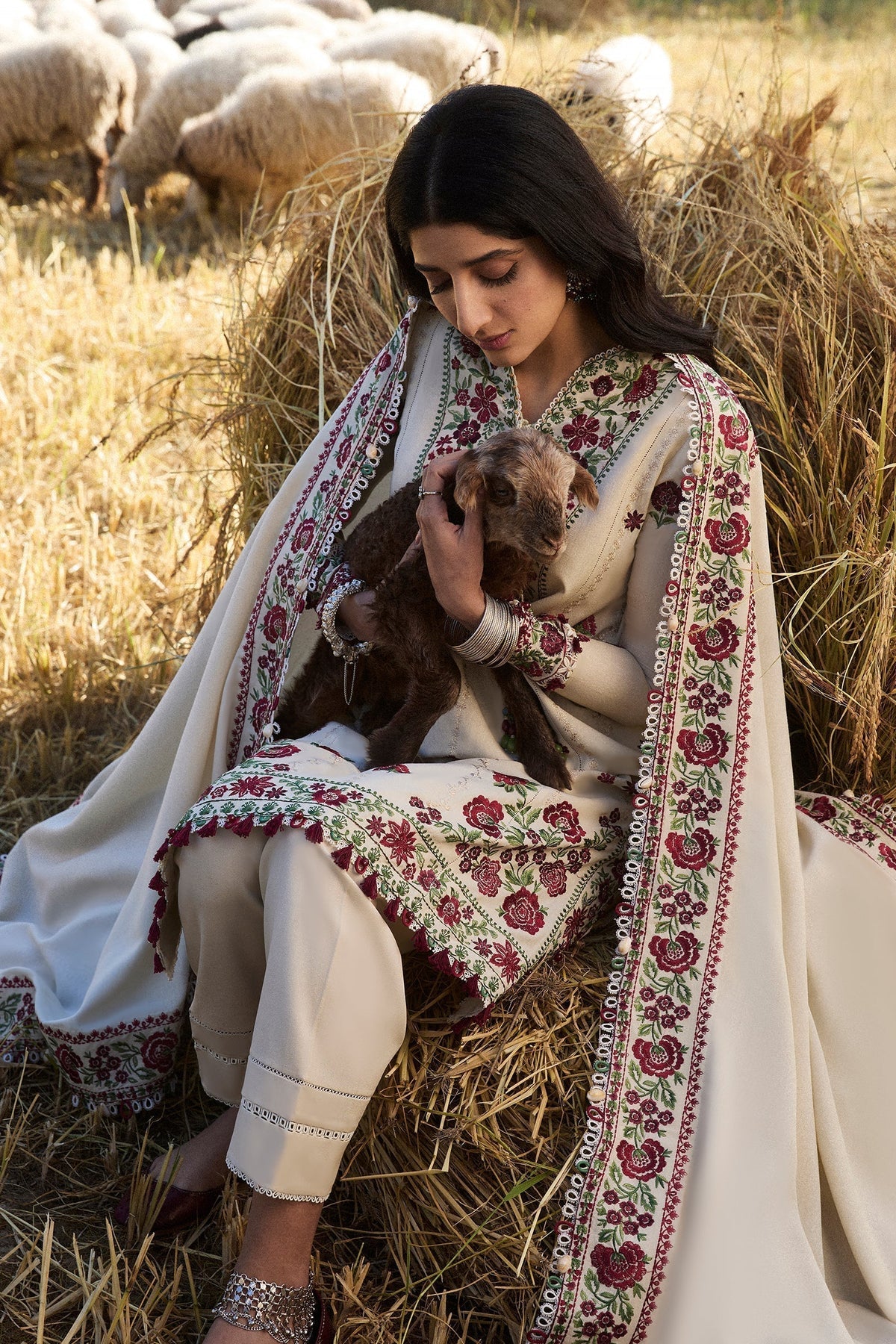 3 Piece - Unstitched Fully Embroidered Dhanak Fabric AJ-630