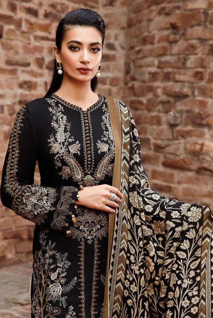 MB 1160-3Pc Heavy Embroidery Dhanak Stuff With Printed Wool Shawl