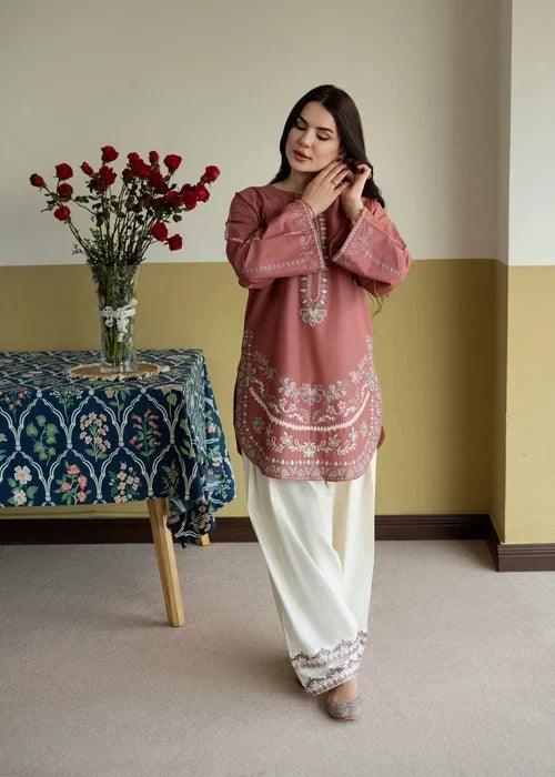 Dhanak Fabric - 2 Piece Unstitched Embroidered Dress