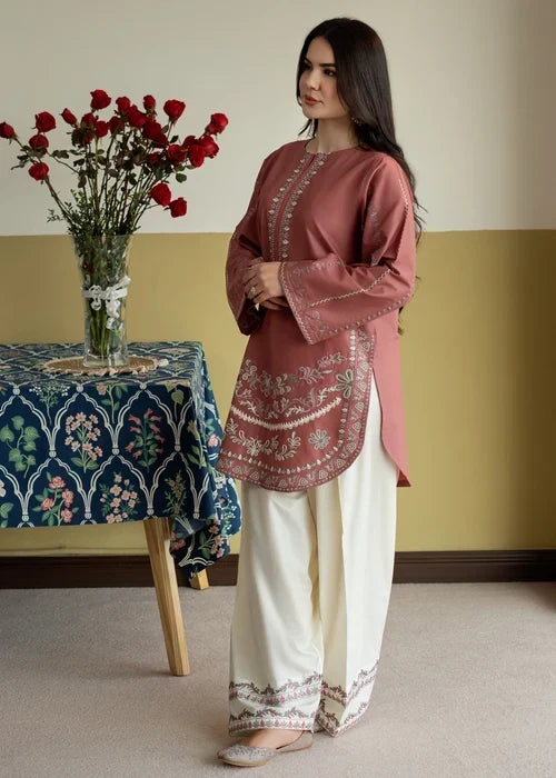 Dhanak Fabric - 2 Piece Unstitched Embroidered Dress