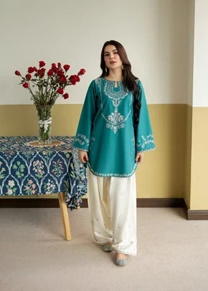 Dhanak Fabric - 2 Piece Unstitched Embroidered Dress