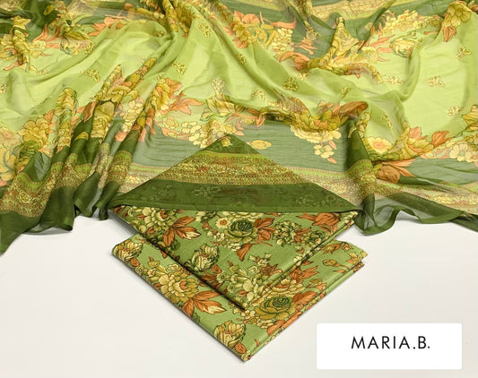 Premium 3PC Lawn Suit with Chiffon Dupatta D-29