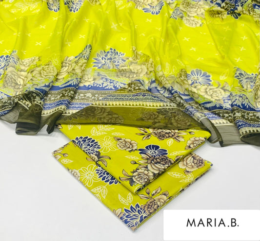 Premium 3PC Lawn Suit with Chiffon Dupatta D-01