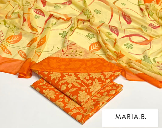 Premium 3PC Lawn Suit with Chiffon Dupatta D-03