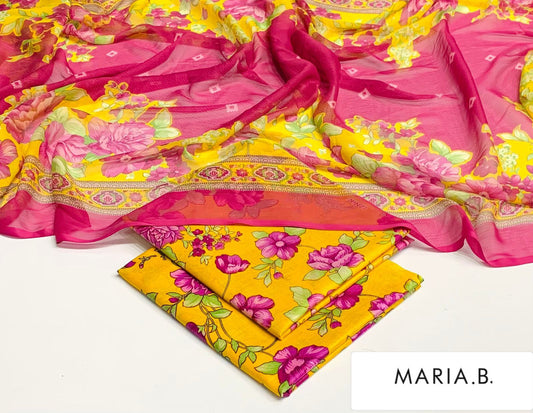 Premium 3PC Lawn Suit with Chiffon Dupatta D-08