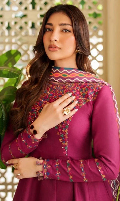 3 Piece - Unstitched Fully Embroidered Dhanak Fabric