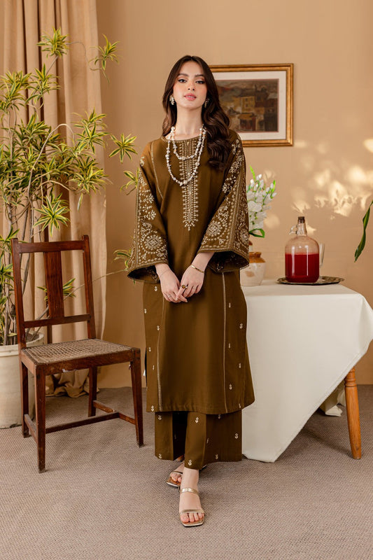 BA 68-2 Piece Embroidered Lawn Shirt with Dyed Trouser