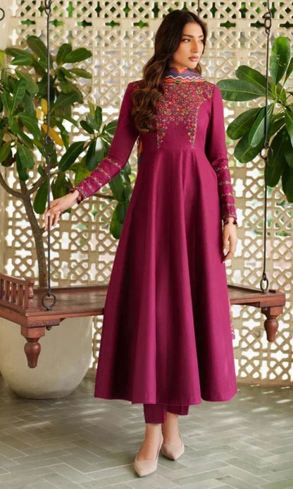 3 Piece - Unstitched Fully Embroidered Dhanak Fabric