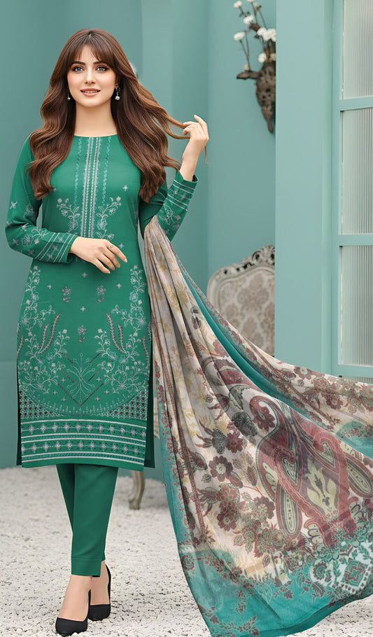 Meena  Kaari Original 3PC Pure Dupatta D#01