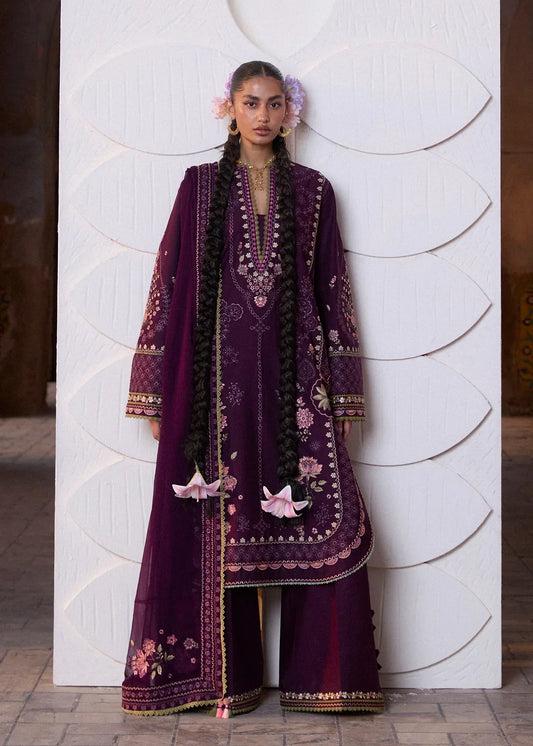 Dhanak Fabric - 3 Piece Unstitched Embroidered Dress With Embroidered Shawl HR 3080
