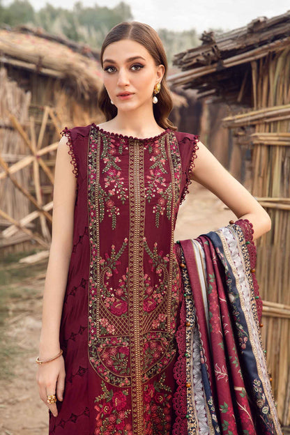 MB 515 - 3 Pcs Unstitched Heavy Embroidered Dhanak Suit with Premium Quality Wool Shawl