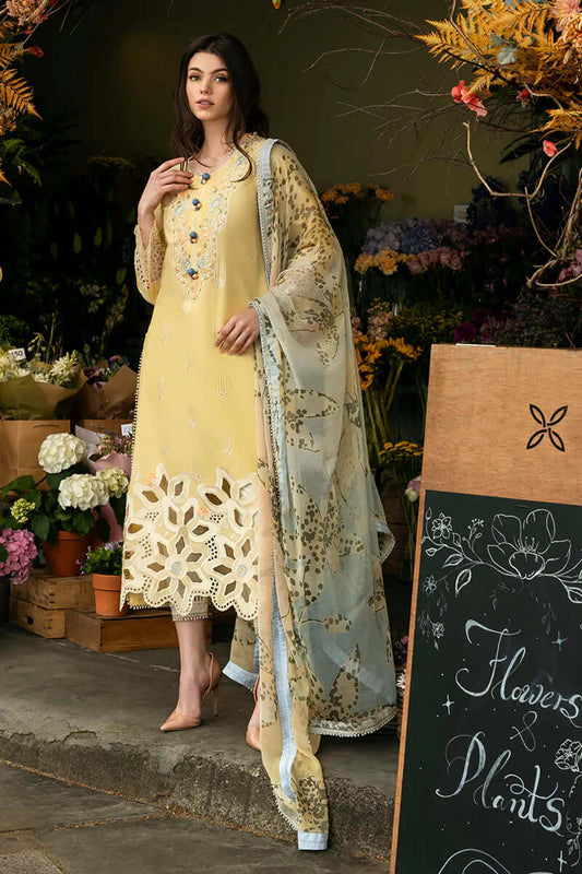MS 2570A-3 Pcs Embroidered Lawn Shirt with Printed Dupatta