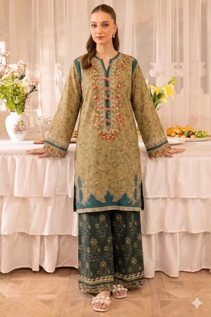 MB 207-2 Piece - Unstitched Digital Printed Lawn Fabric