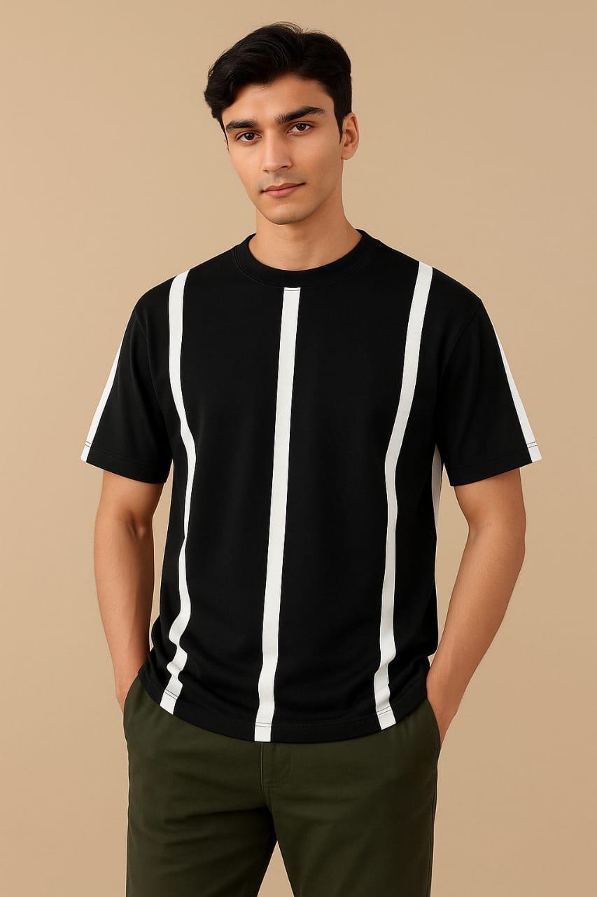 BLACK STRIPED T-SHIRT