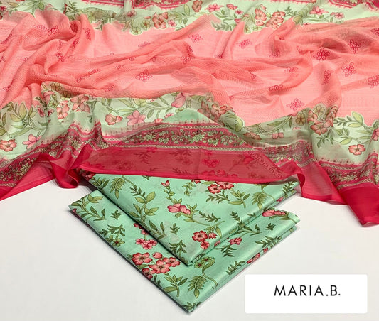 Premium 3PC Lawn Suit with Chiffon Dupatta D-09