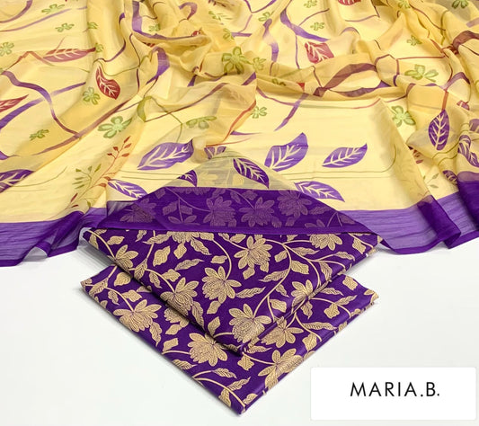 Premium 3PC Lawn Suit with Chiffon Dupatta D-30