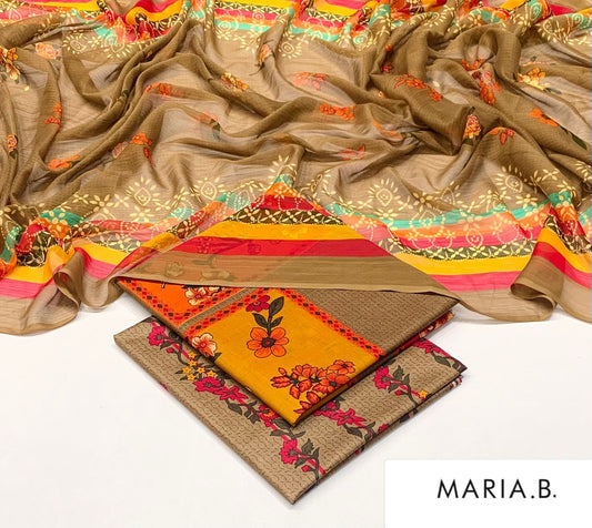 Premium 3PC Lawn Suit with Chiffon Dupatta D-32