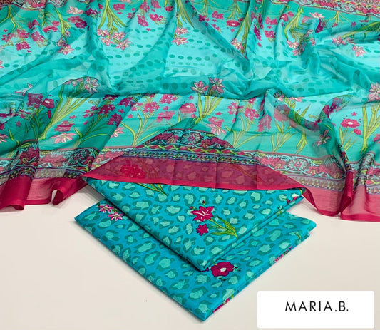 Premium 3PC Lawn Suit with Chiffon Dupatta D-06