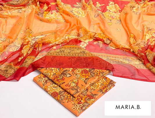 Premium 3PC Lawn Suit with Chiffon Dupatta D-25
