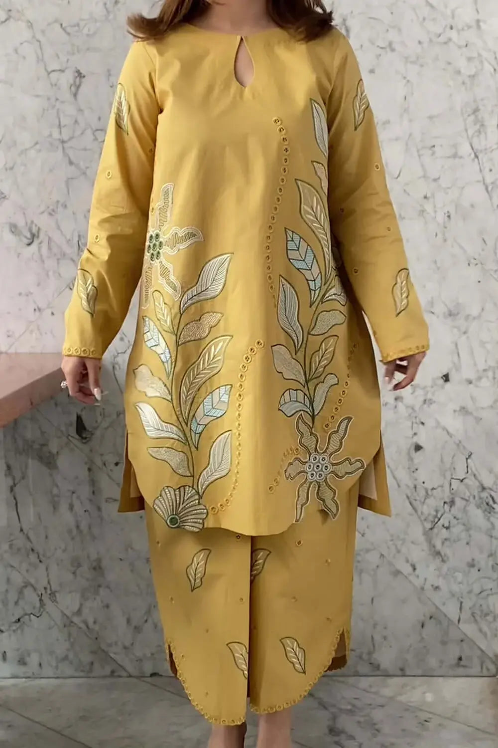 MB-2840-2 Piece Unstitched Heavy Embroidered Lawn Suit