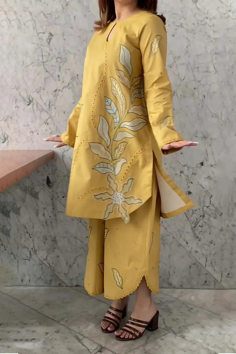 MB-2840-2 Piece Unstitched Heavy Embroidered Lawn Suit