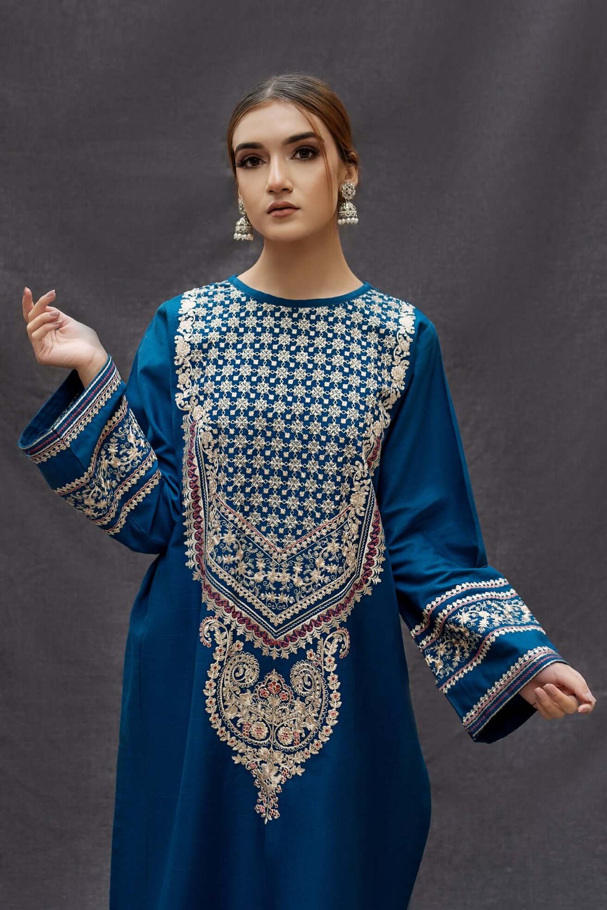 BT 69-2 Piece Unstitched Heavy Embroidered Lawn Suit
