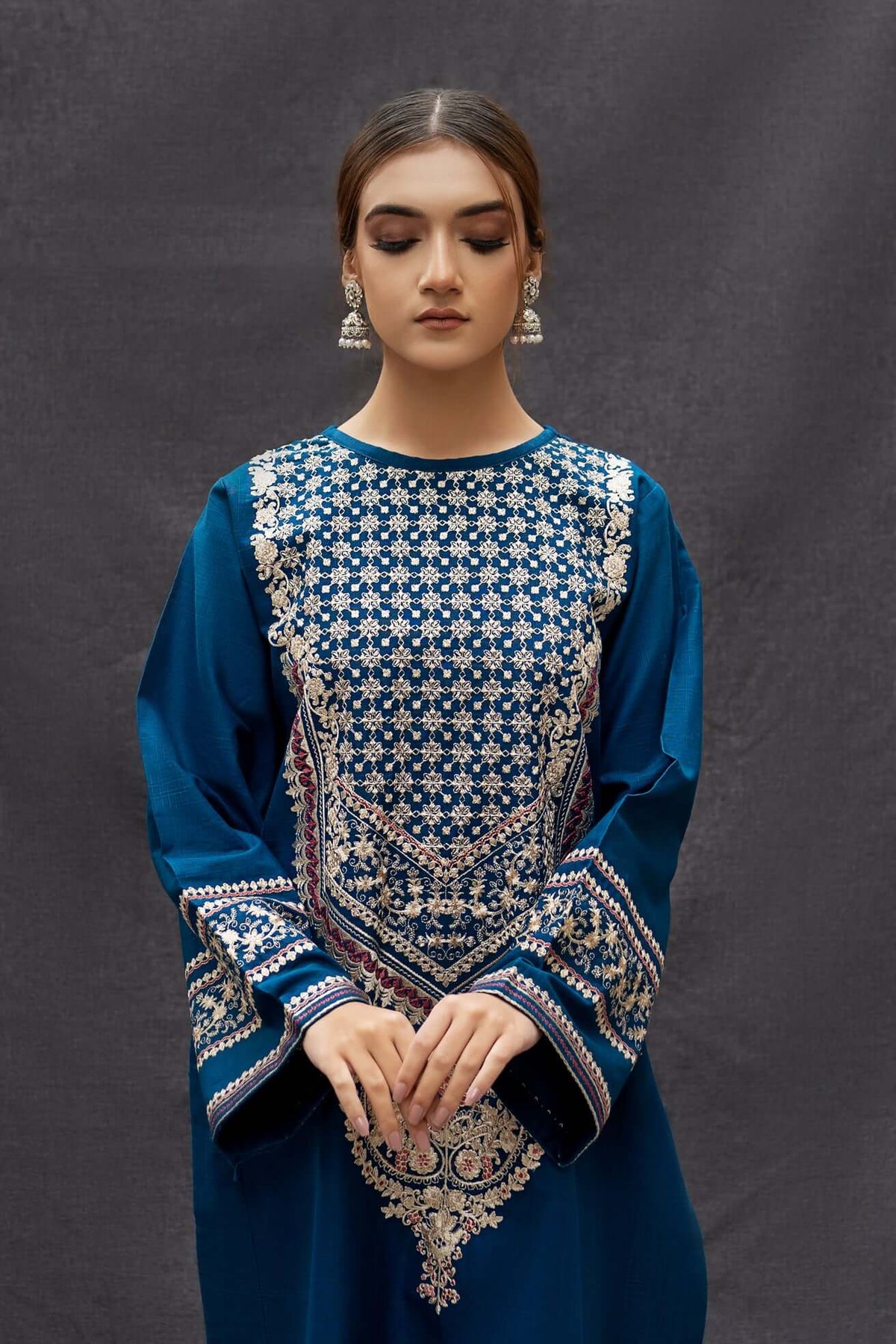 BT 69-2 Piece Unstitched Heavy Embroidered Lawn Suit
