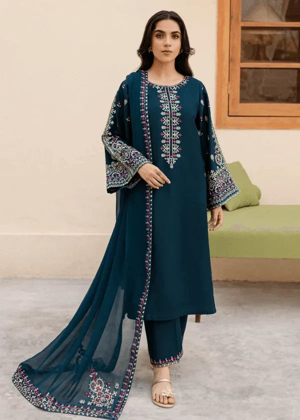 LM-585  3 Piece - Unstitched Fully Embroidered Lawn Fabric