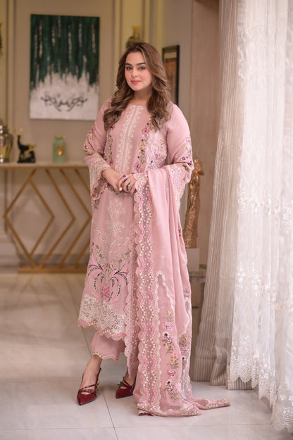 AS 2735-Aneela's Luxury 3pc Unstitched Lawn Suit