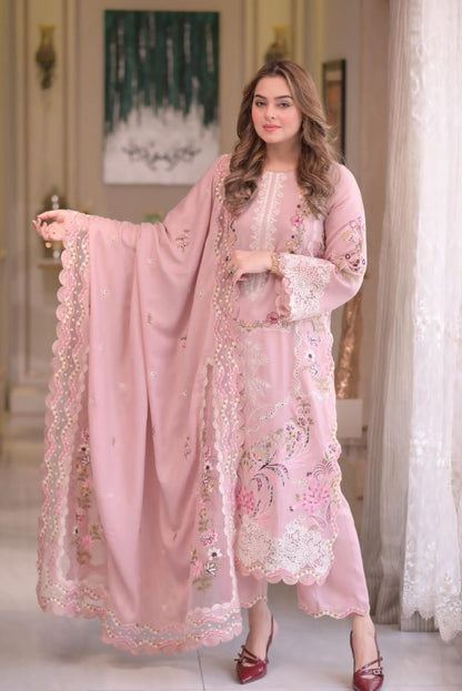 AS 2735-Aneela's Luxury 3pc Unstitched Lawn Suit