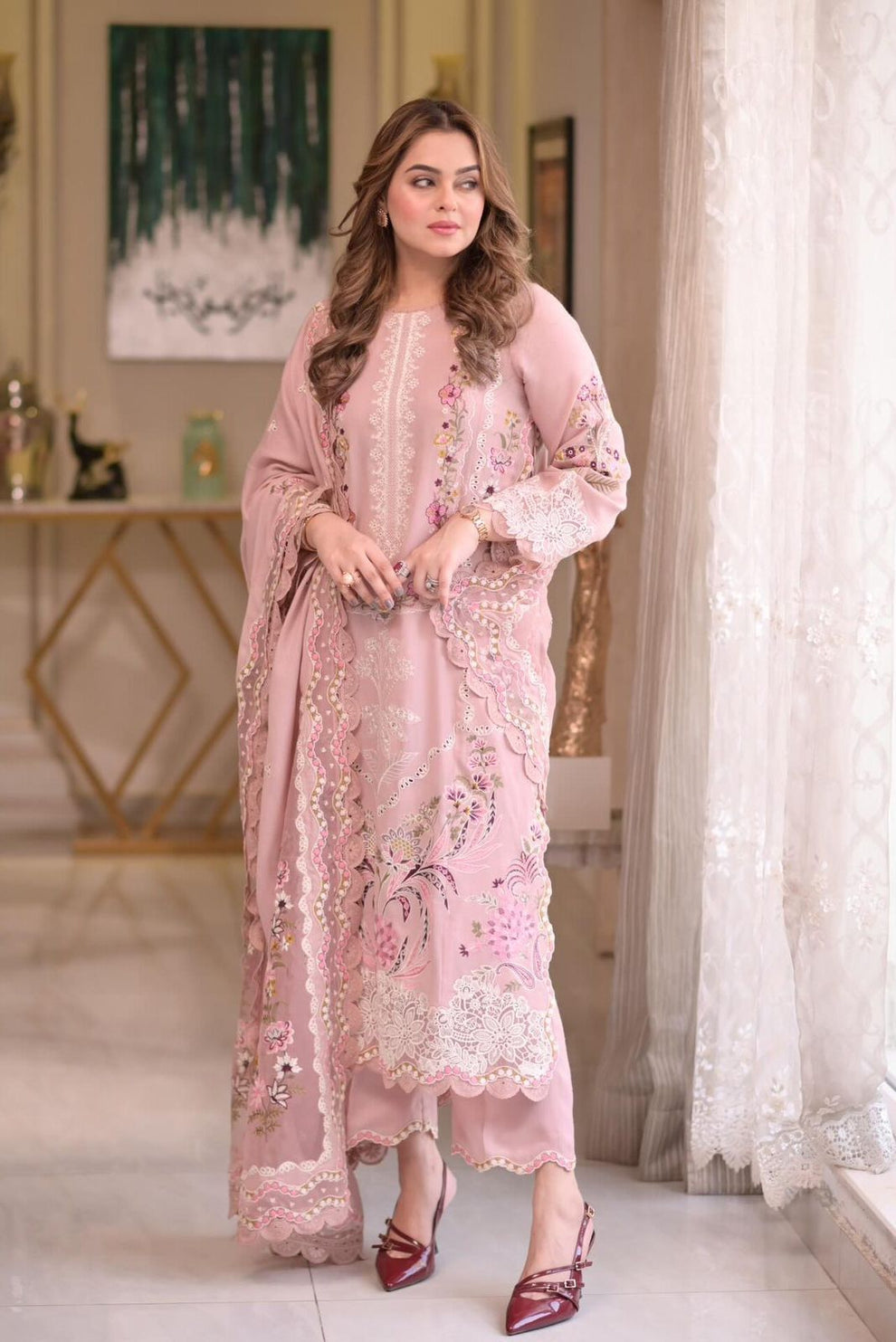 AS 2735-Aneela's Luxury 3pc Unstitched Lawn Suit