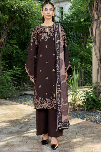3 Piece - Unstitched Fully Embroidered Dhanak Fabric