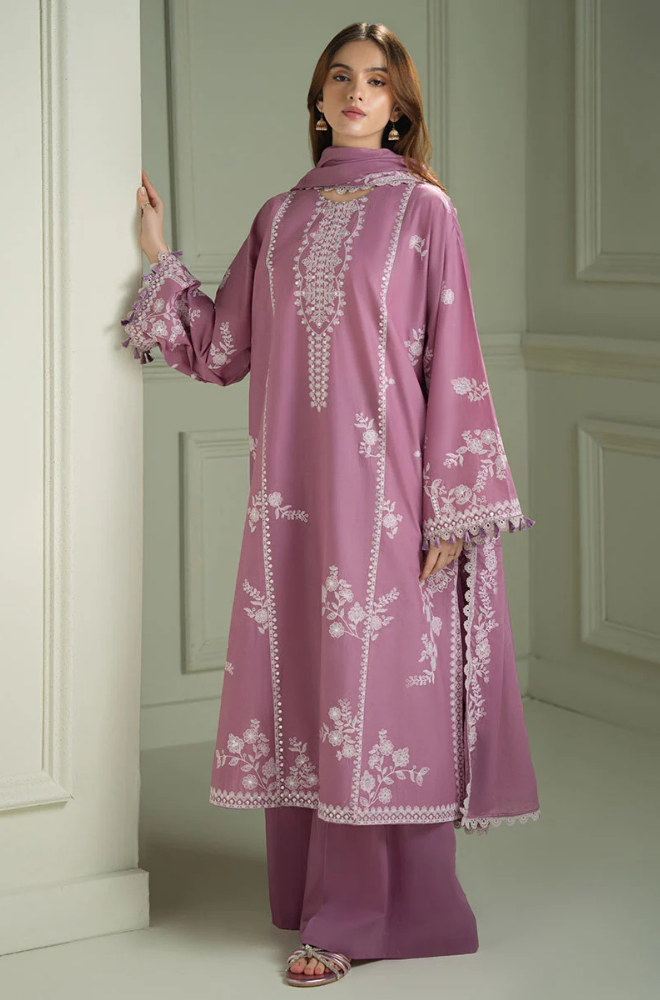CS-900-3 Piece - Unstitched Fully Embroidered Lawn Fabric With Embroidered Lawn Dupatta
