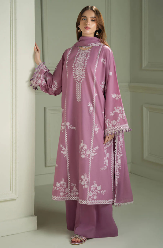 CS-900-3 Piece - Unstitched Fully Embroidered Lawn Fabric With Embroidered Lawn Dupatta