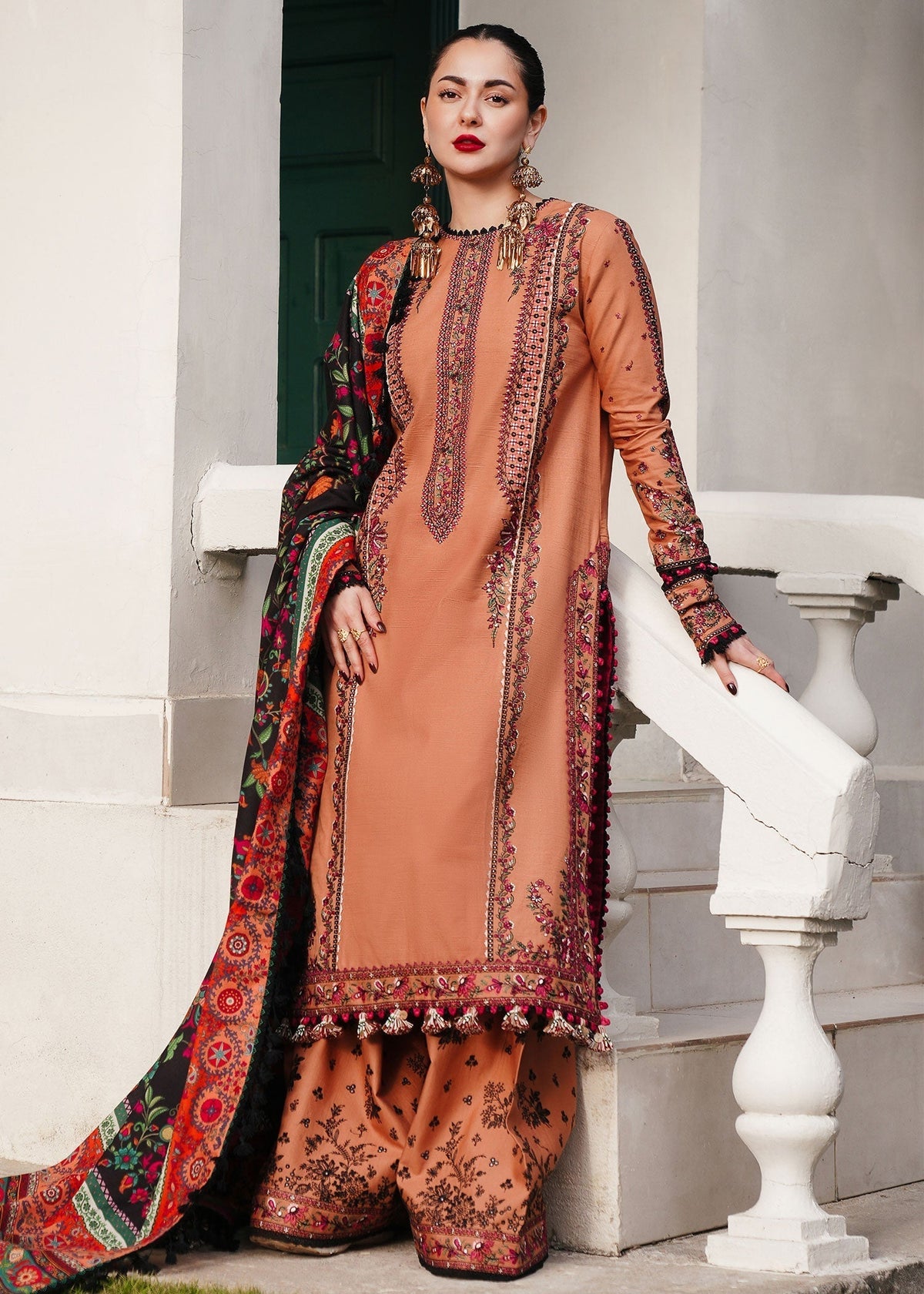 AL 975-3 Piece - Unstitched Fully Embroidered Dhanak Fabric