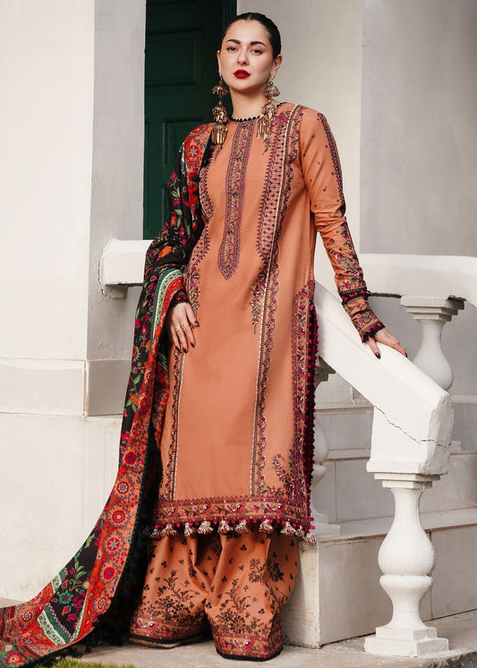 AL 975-3 Piece - Unstitched Fully Embroidered Dhanak Fabric
