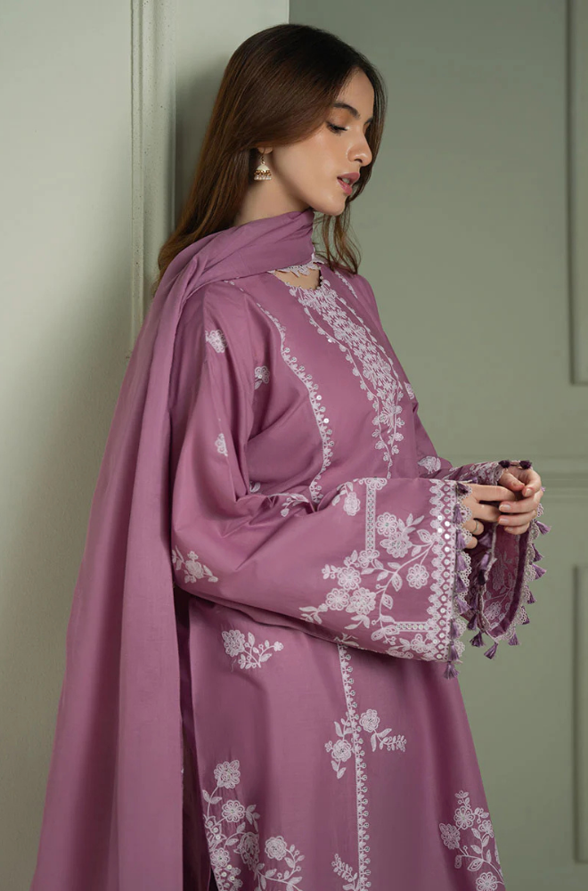 CS-900-3 Piece - Unstitched Fully Embroidered Lawn Fabric With Embroidered Lawn Dupatta