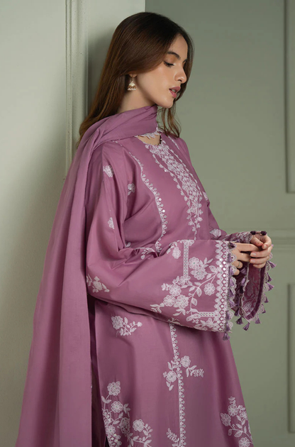CS-900-3 Piece - Unstitched Fully Embroidered Lawn Fabric With Embroidered Lawn Dupatta