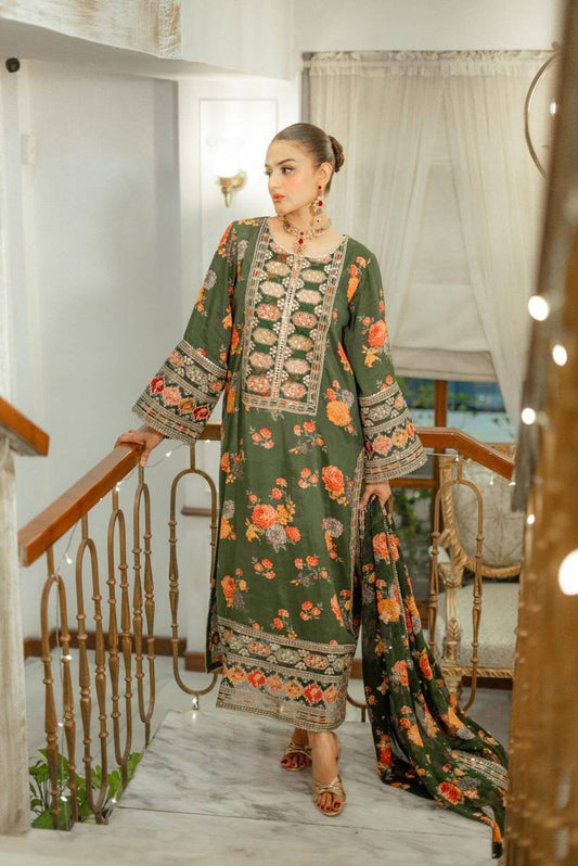 Aneelas Luxury Silk Unstitched 3 Piece Suit