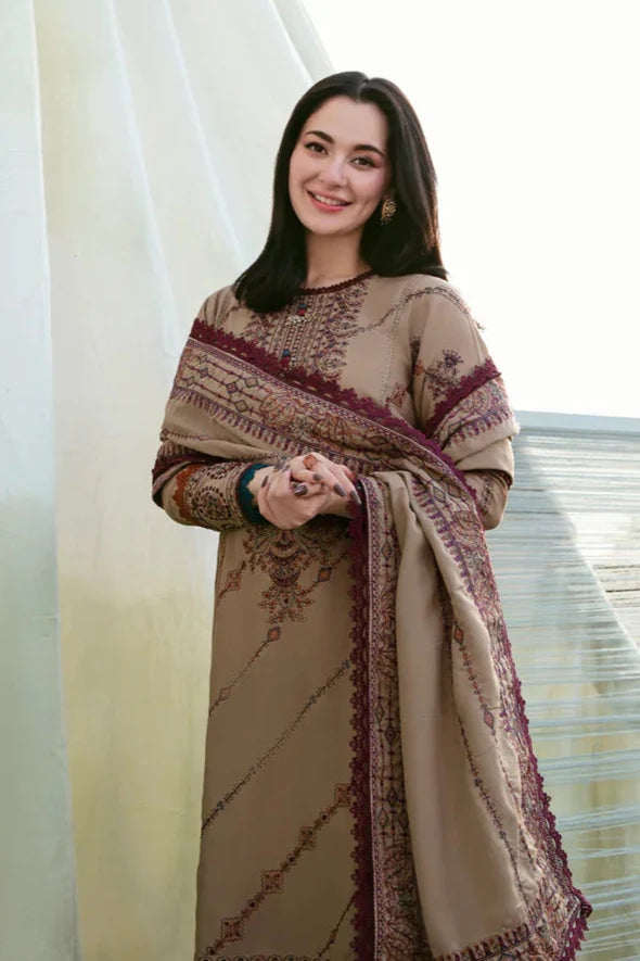 FL-895-3 Piece - Unstitched Fully Embroidered Dhanak Fabric