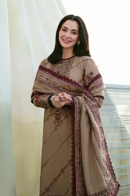 FL-895-3 Piece - Unstitched Fully Embroidered Dhanak Fabric