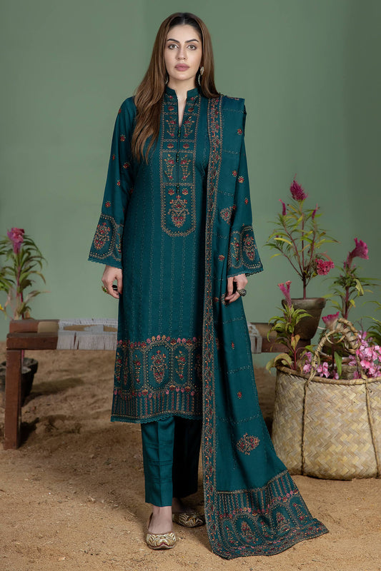 3 Piece - Unstitched Fully Embroidered Dhanak Fabric AJ-940