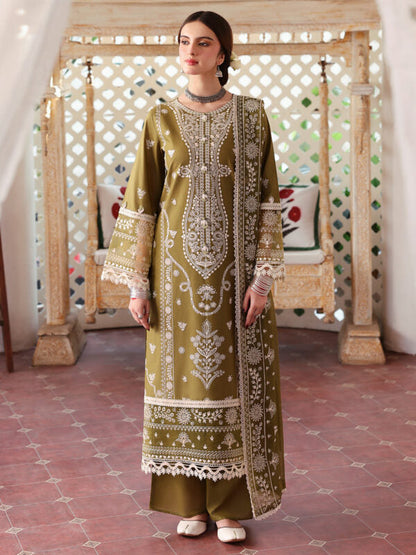 MR 590-3 Piece Unstitched Fully Embroidered Lawn Fabric, Embroidered Lawn Shawl